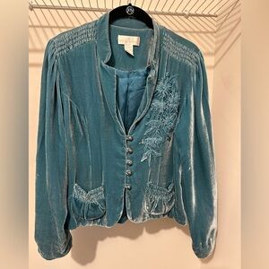 Soft Surroundings Teal Velvet Jacket